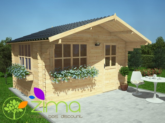 Chalet Bretagne 4x3 44mm 12m² plan chalet de jardin en bois